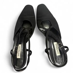 Vintage Ann Taylor Black Slingback Heels 9.5 Made in Italy